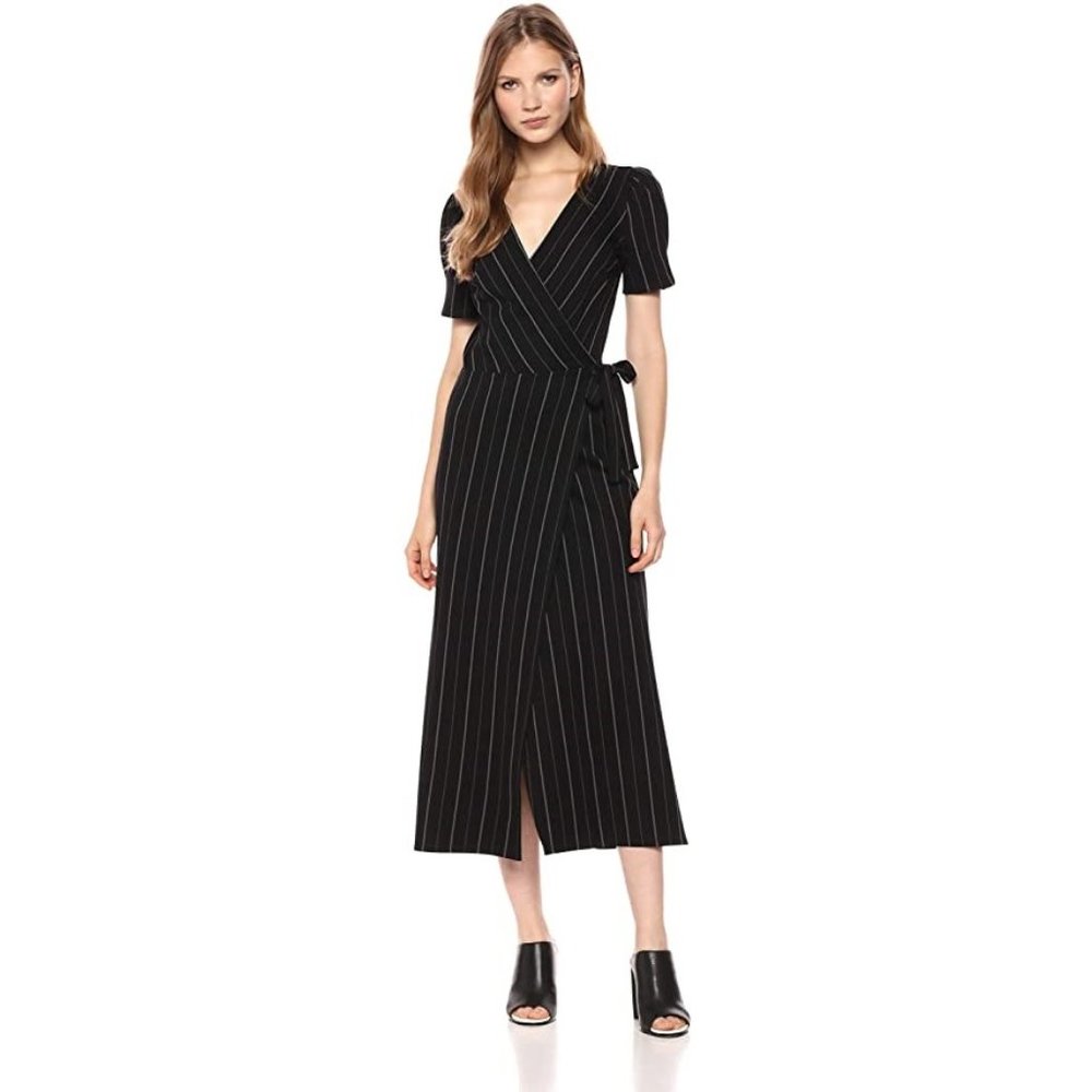 Ali & Jay Women's Take The Town Striped Wrap Maxi Dress Size Small